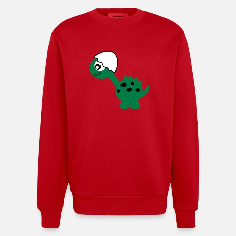 Dino - Monstamoons - Heavyweight Oversized Organic Crew Neck Made in EU - Rot