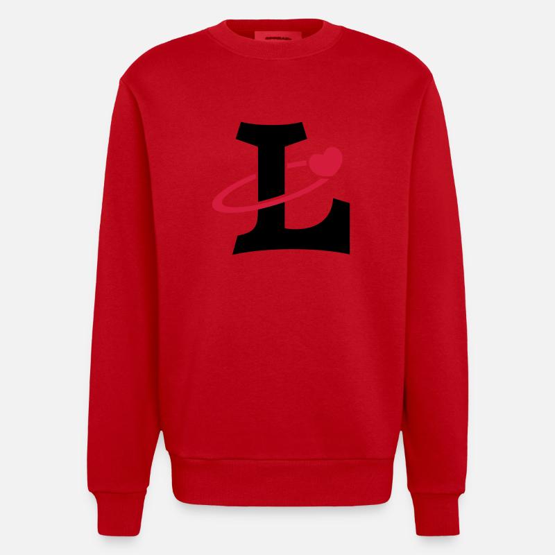 "L" coeur orbite - Sweat bio épais oversize fabriqué en UE - rouge