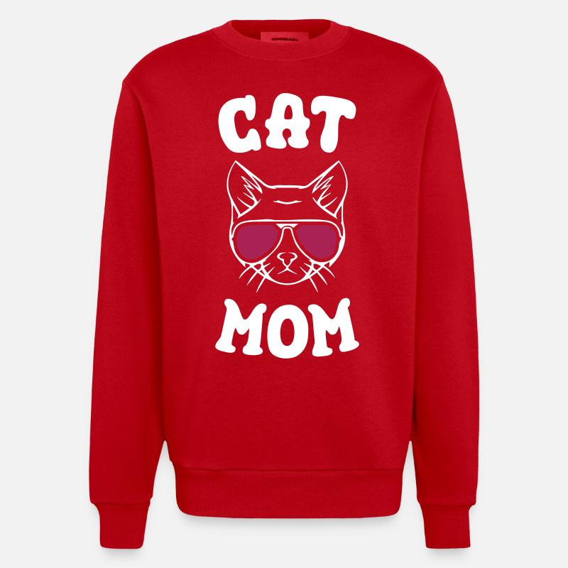 Maman chat - Sweat bio épais oversize fabriqué en UE - rouge