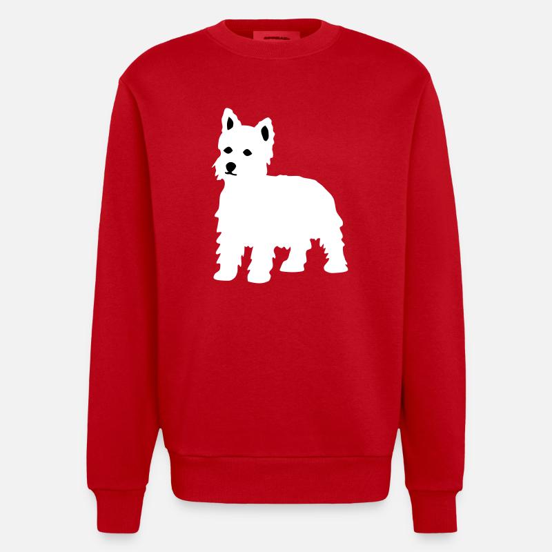 West Highland White Terrier - Heavyweight Oversized Organic Crew Neck Made in EU - red