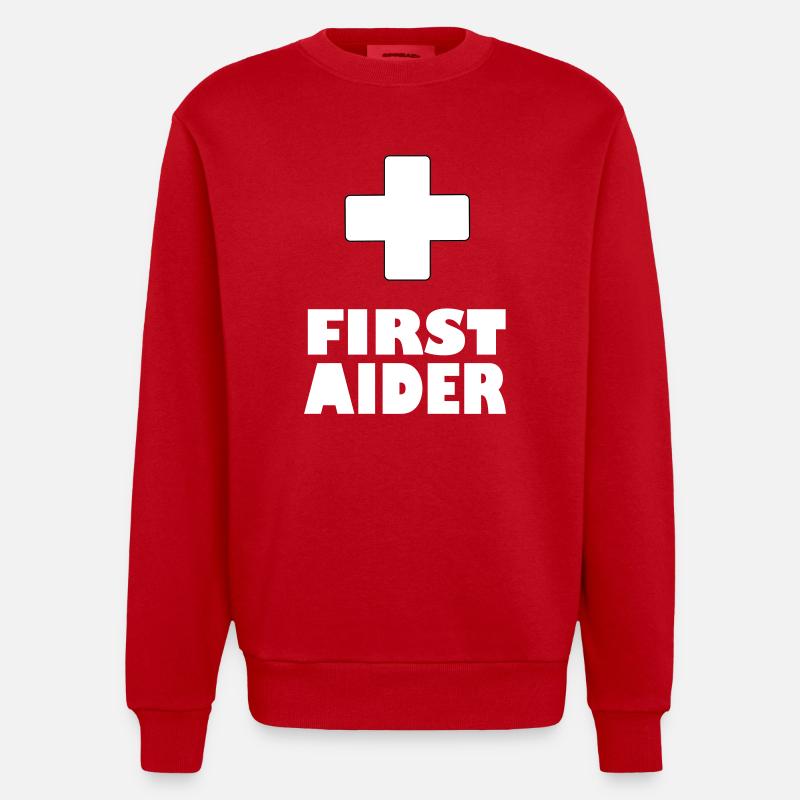 Ersthelfer - Heavyweight Oversized Organic Crew Neck Made in EU - Rot