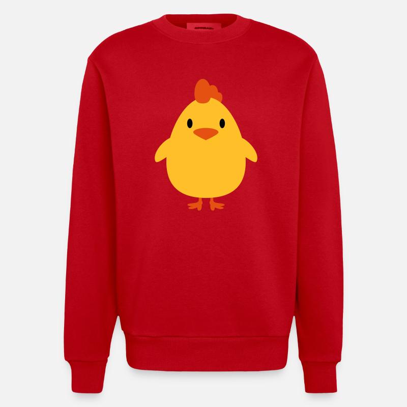Poussins coq peu douce - Sweat bio épais oversize fabriqué en UE - rouge
