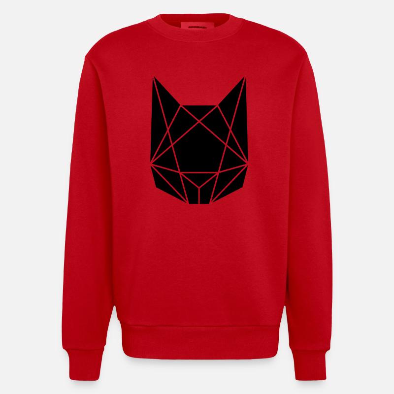 Abstrakte Katze - Heavyweight Oversized Organic Crew Neck Made in EU - Rot