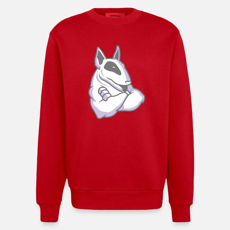 Bullterrier-Maskottchen 3c - Heavyweight Oversized Organic Crew Neck Made in EU - Rot