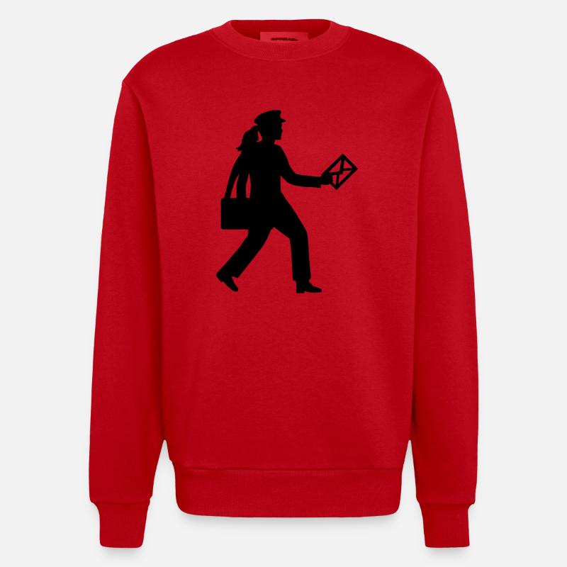 Briefträgerin - Heavyweight Oversized Organic Crew Neck Made in EU - Rot