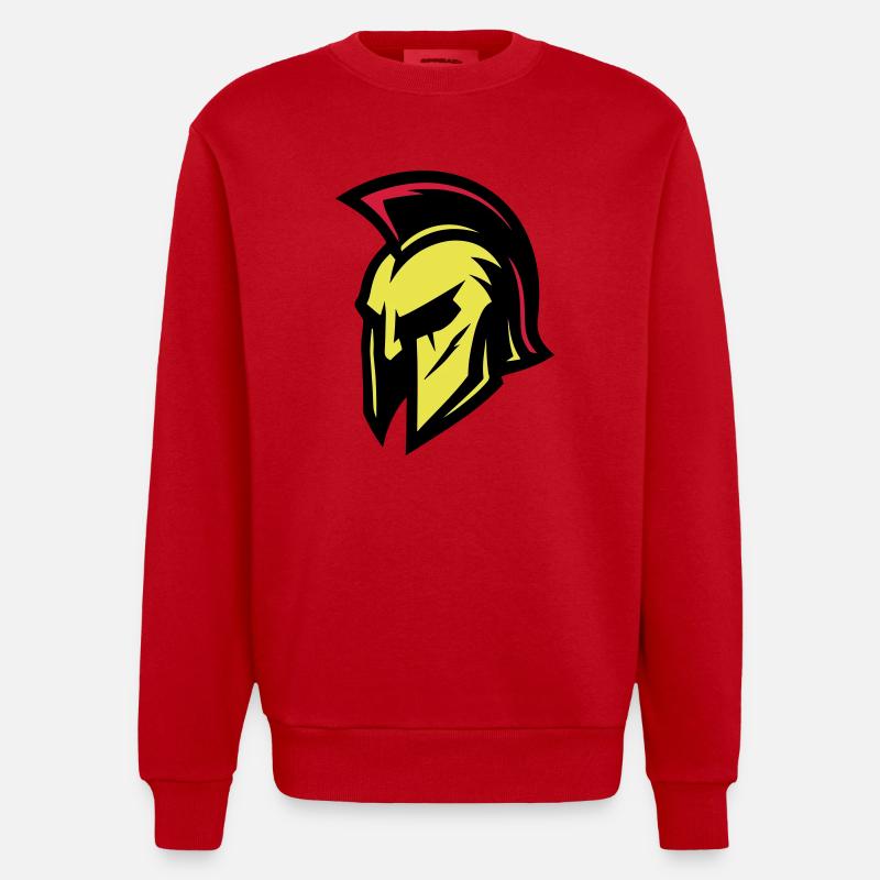 Gladiator Helm Sparta - Heavyweight Oversized Organic Crew Neck Made in EU - Rot