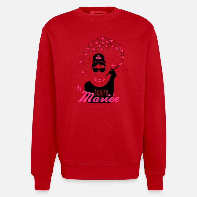 team bride - bride - EVJF - tiffany - Heavyweight Oversized Organic Crew Neck Made in EU - red