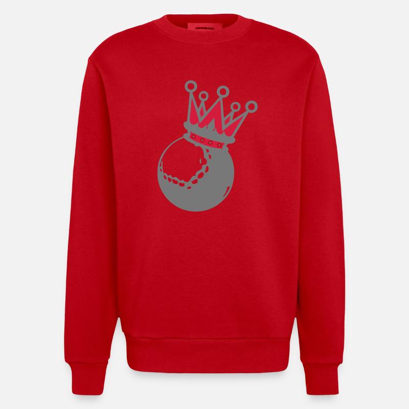 golf ball crown crown1 - Heavyweight Oversized Organic Crew Neck Made in EU - red
