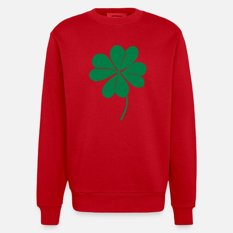 klee mit 4 blaettern - Sweat bio épais oversize fabriqué en UE - rouge