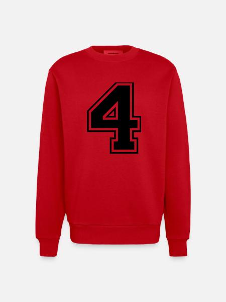 4, Four, Four, number, number - Heavyweight Oversized Organic Crew Neck Made in EU - red