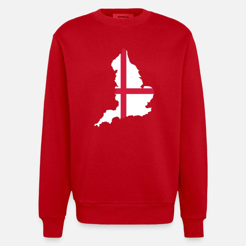 England - Heavyweight Oversized Organic Crew Neck Made in EU - red