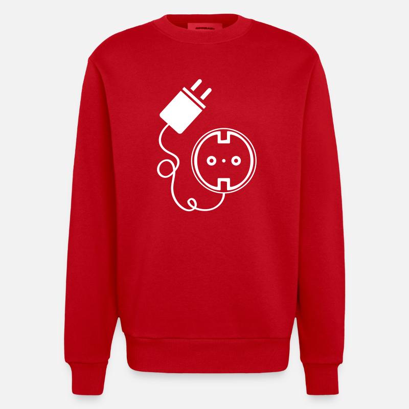 Steckdose Strom Element - Heavyweight Oversized Organic Crew Neck Made in EU - Rot
