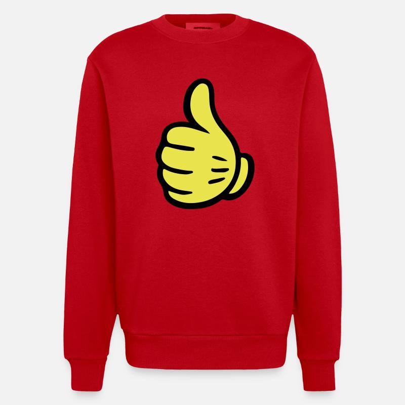 Main comme une bande dessinée - Sweat bio épais oversize fabriqué en UE - rouge