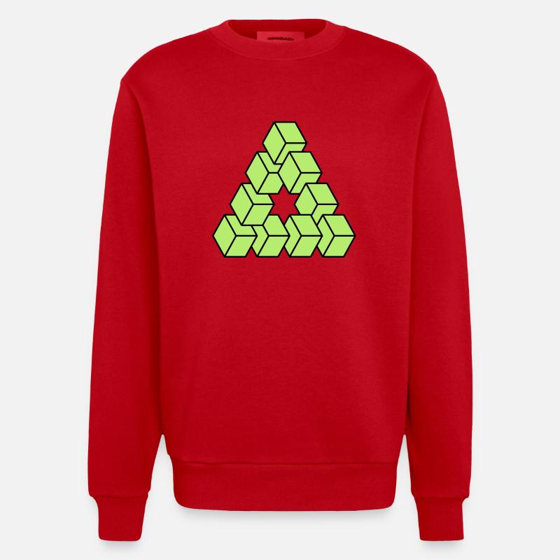 Optical illusion - Impossible figure - Sweat bio épais oversize fabriqué en UE - rouge