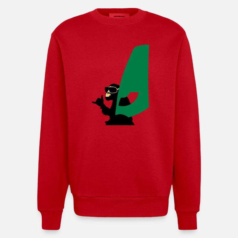 windsurfer monkey - Heavyweight Oversized Organic Crew Neck Made in EU - red