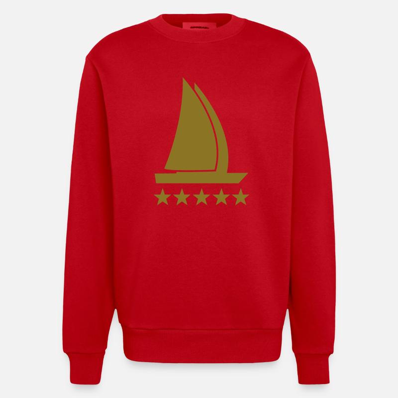 segelboot deluxe - Heavyweight Oversized Organic Crew Neck Made in EU - Rot
