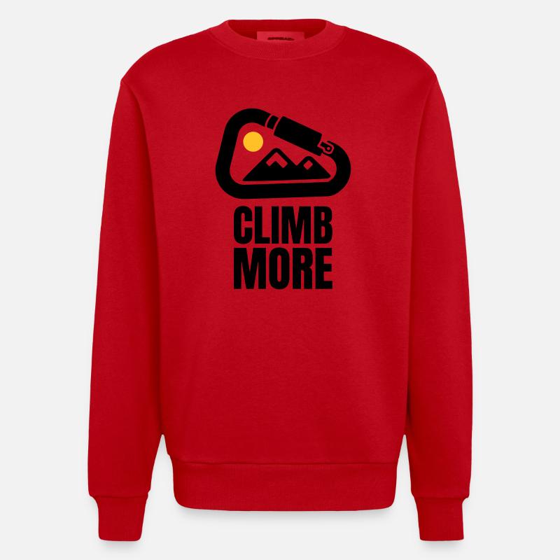Grimpez plus - Cadeau de grimpeur - Sweat bio épais oversize fabriqué en UE - rouge