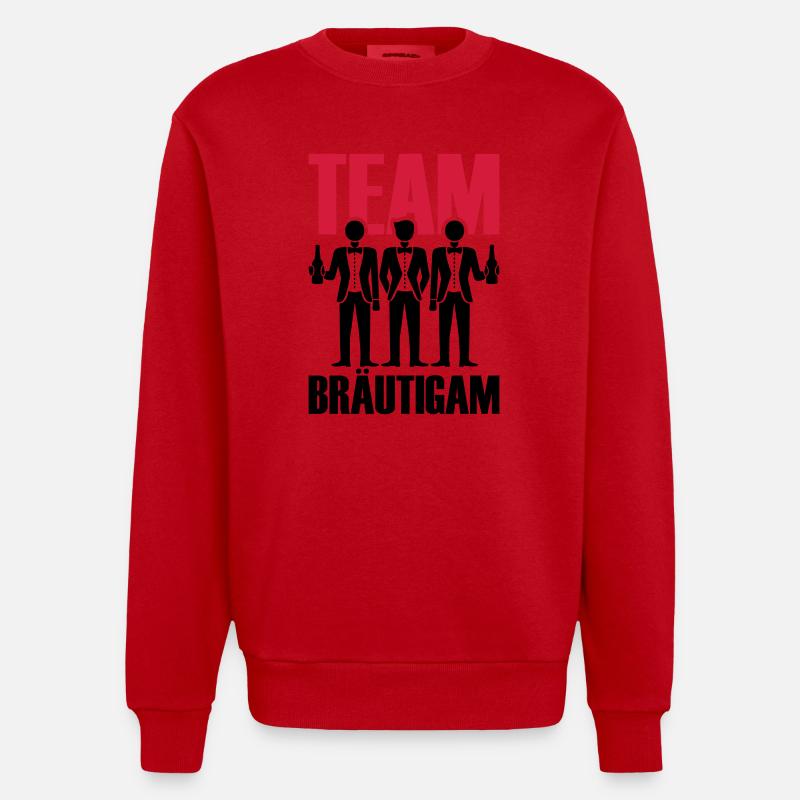 Team Bräutigam Polterhochzeit - Heavyweight Oversized Organic Crew Neck Made in EU - Rot