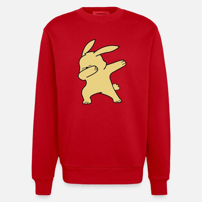 Dabbing Lapin - Sweat bio épais oversize fabriqué en UE - rouge