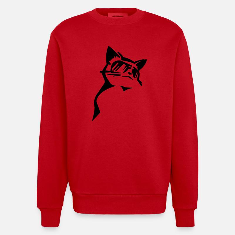 Mode-Katze von Custom - Heavyweight Oversized Organic Crew Neck Made in EU - Rot