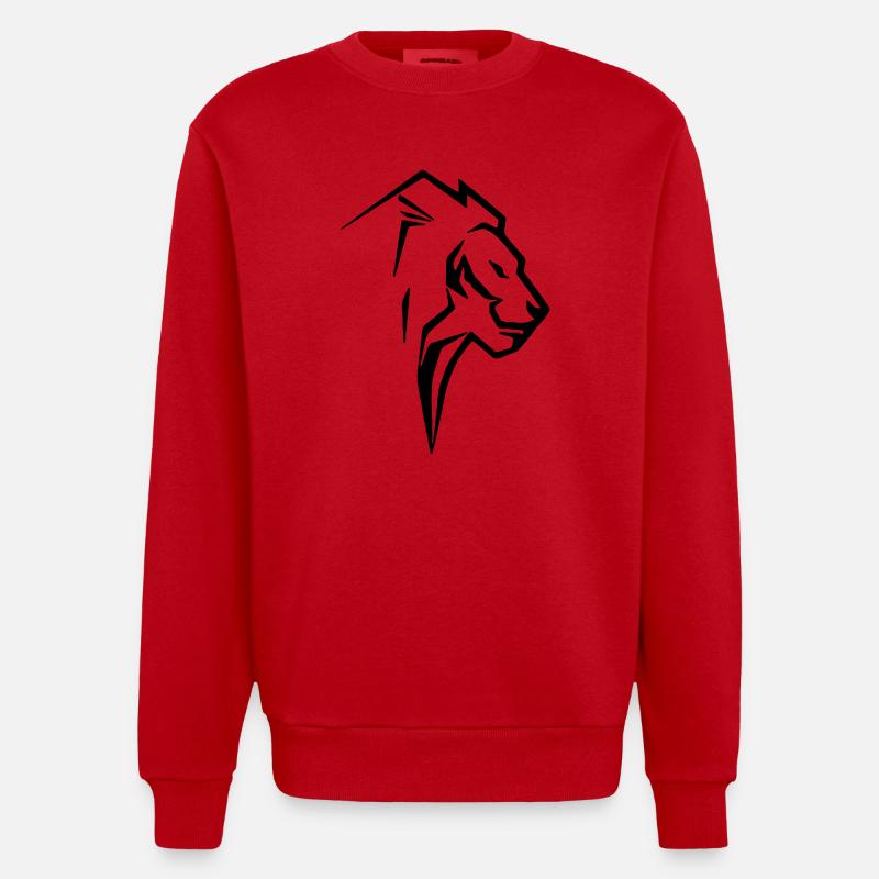 Löwe - Heavyweight Oversized Organic Crew Neck Made in EU - Rot