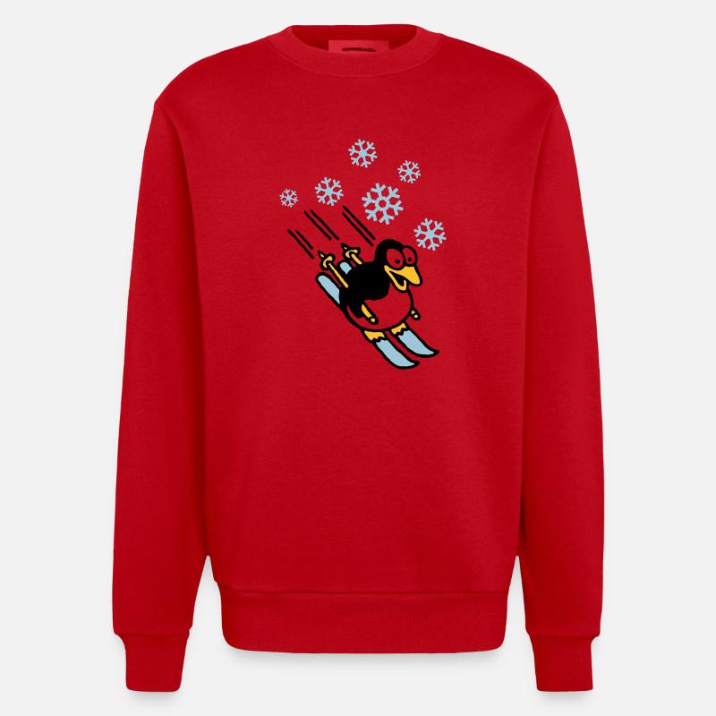 pinguin_ski_022011_h_3c - Sweat bio épais oversize fabriqué en UE - rouge