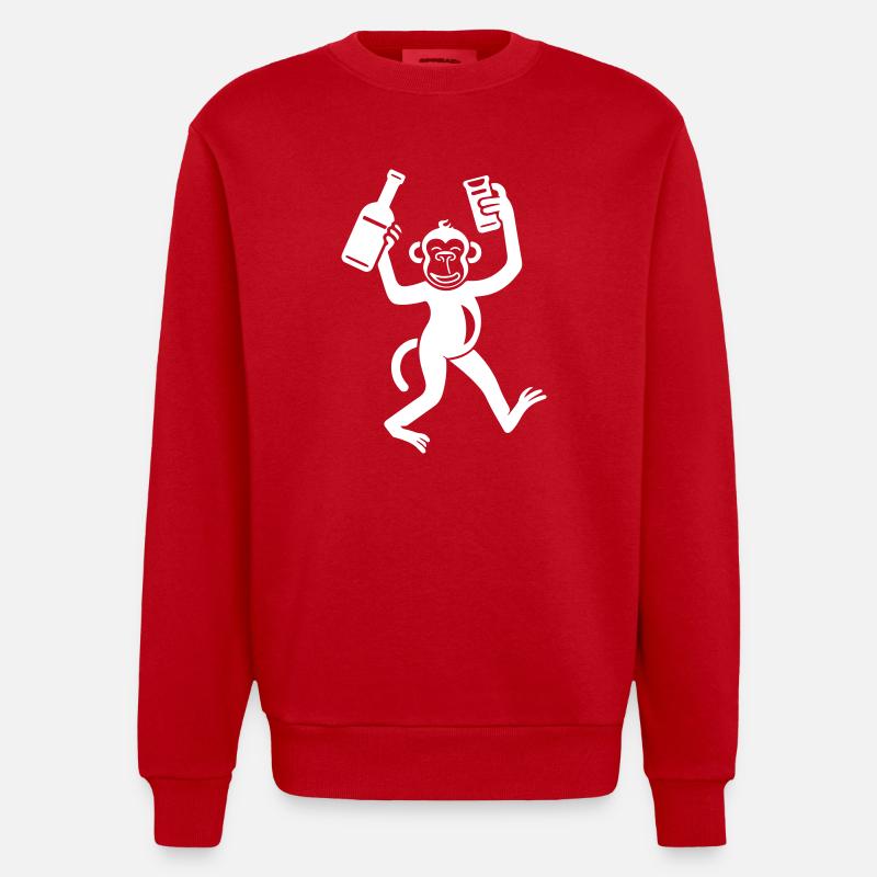 Affe Bier Lustig Junggesellenabschied - Heavyweight Oversized Organic Crew Neck Made in EU - Rot