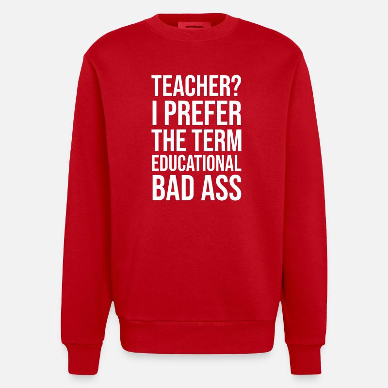 Teacher educational bad ass - Heavyweight Oversized Organic Crew Neck Made in EU - red