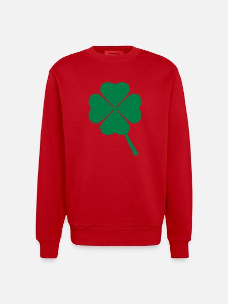 Kleeblatt mit 4 Blättern - Heavyweight Oversized Organic Crew Neck Made in EU - Rot
