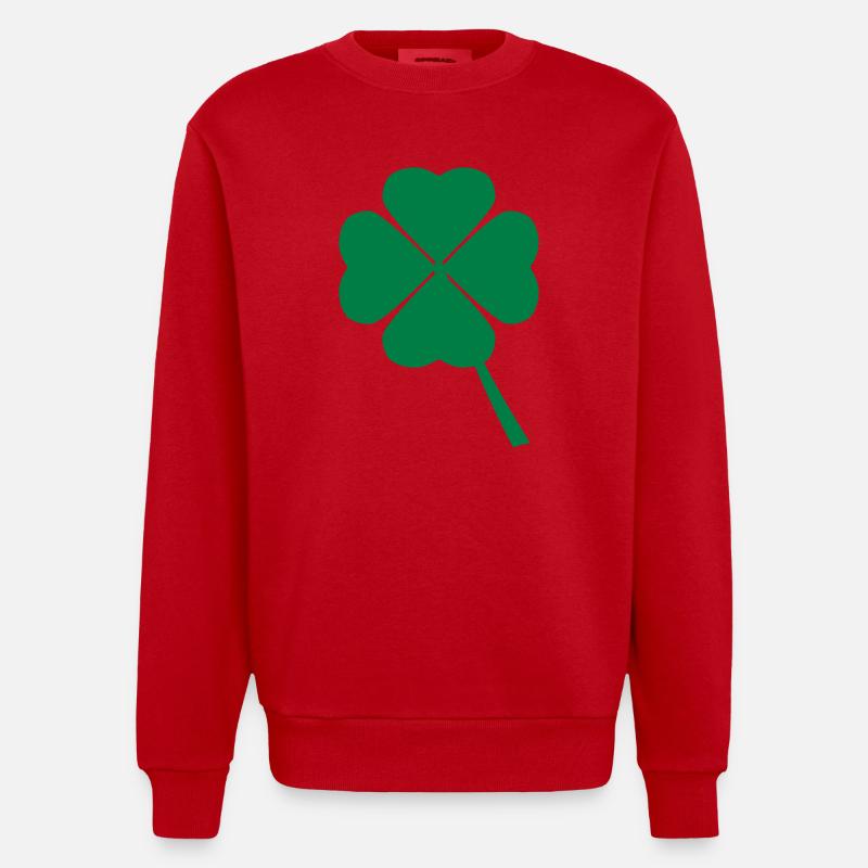 Kleeblatt mit 4 Blättern - Heavyweight Oversized Organic Crew Neck Made in EU - Rot