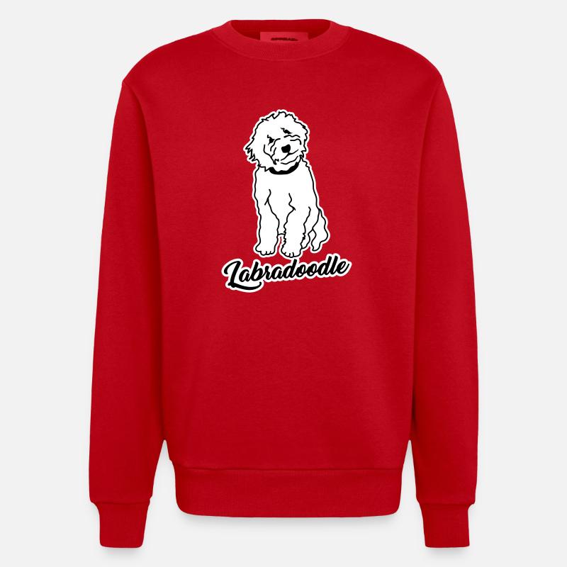 Labradoodle - Heavyweight Oversized Organic Crew Neck Made in EU - red