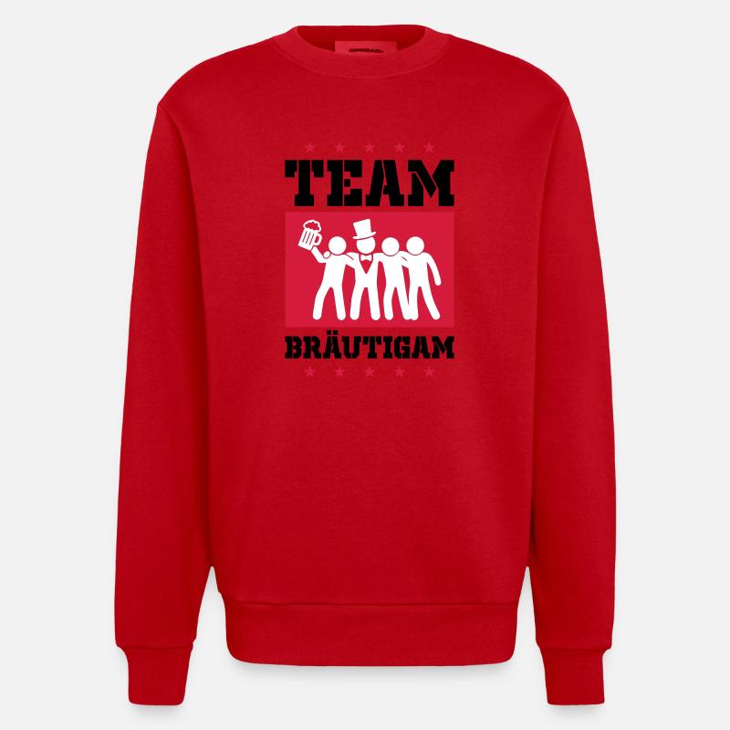 Team Bräutigam Party - Heavyweight Oversized Organic Crew Neck Made in EU - Rot