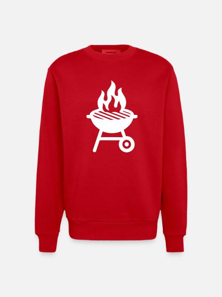Grill Icon - Heavyweight Oversized Organic Crew Neck Made in EU - red
