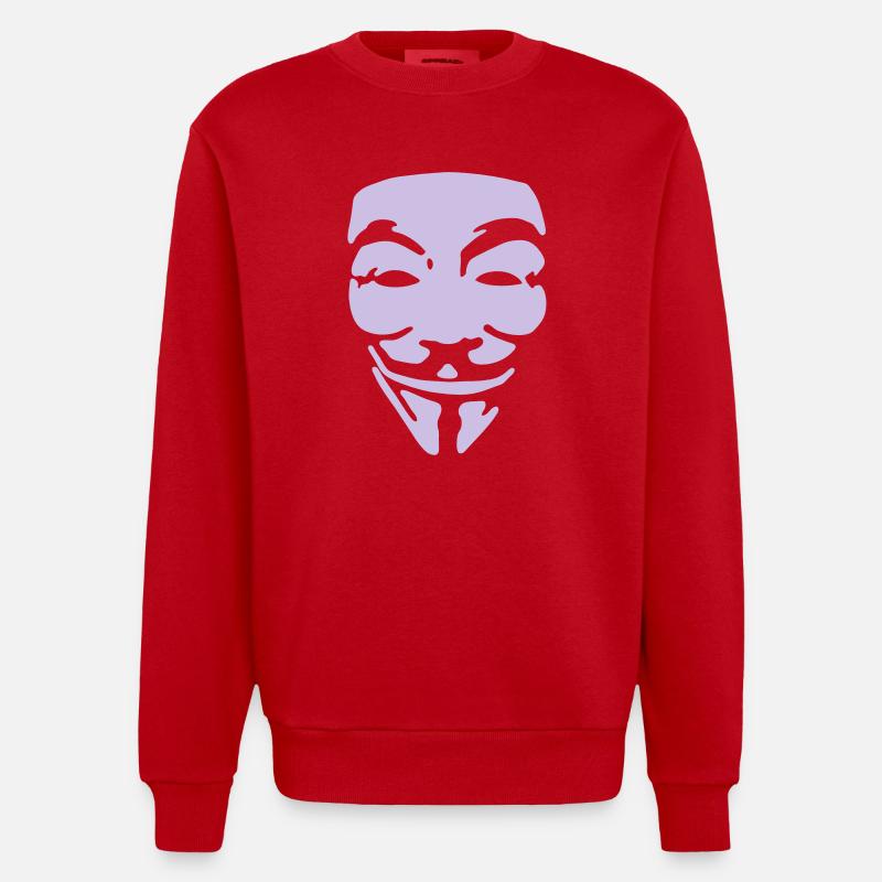GUY FAWKES, anonymous, occupy - Sweat bio épais oversize fabriqué en UE - rouge