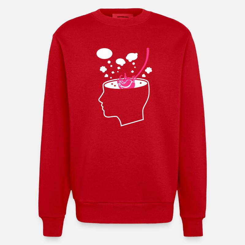 Brain - Idées - Pensez - Sweat bio épais oversize fabriqué en UE - rouge