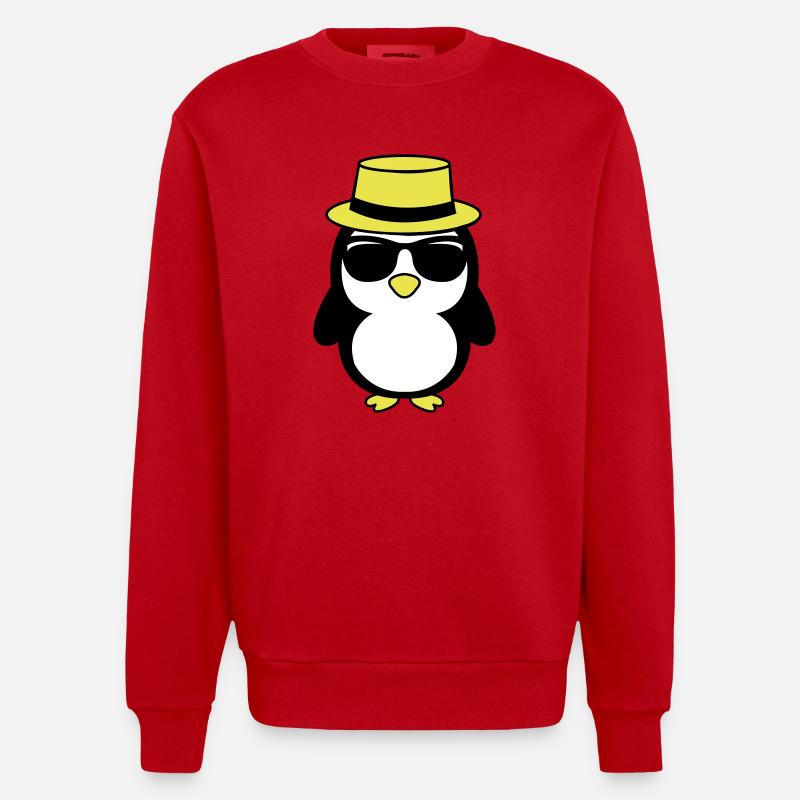 Pingouin cool 02 - Sweat bio épais oversize fabriqué en UE - rouge