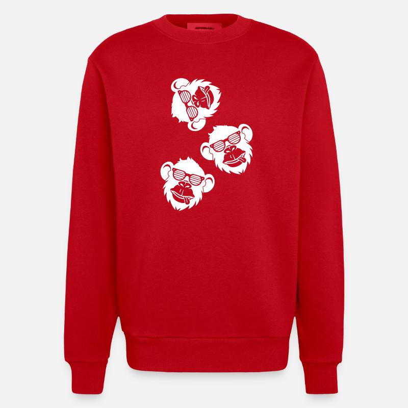 Affe Cool Kopf - Heavyweight Oversized Organic Crew Neck Made in EU - Rot