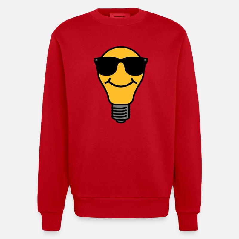 Lightbulb with sunglasses - Heavyweight Oversized Organic Crew Neck Made in EU - red