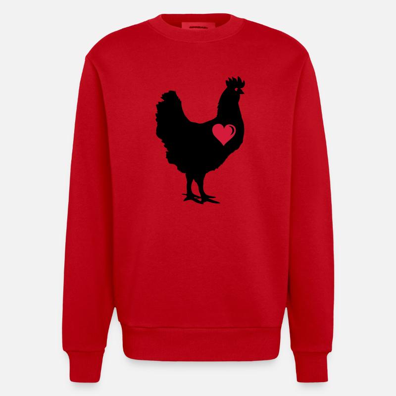 chicken_love_2 - Sweat bio épais oversize fabriqué en UE - rouge