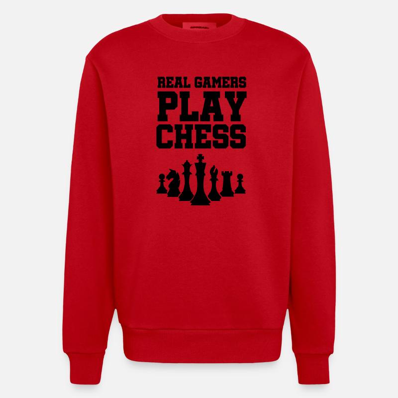pièces d’échecs échecs - Sweat bio épais oversize fabriqué en UE - rouge