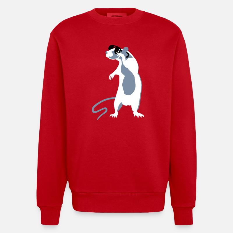 Ratte mit Sonnenbrille - Heavyweight Oversized Organic Crew Neck Made in EU - Rot