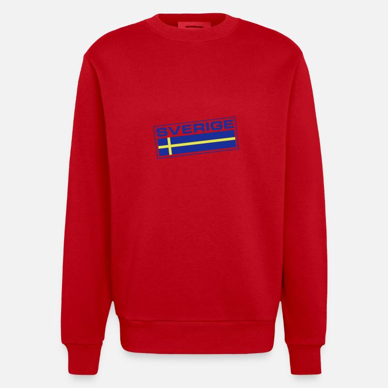 Sverige Flagge Schweden - Heavyweight Oversized Organic Crew Neck Made in EU - Rot
