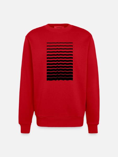 Many lines pattern lines - Heavyweight Oversized Organic Crew Neck Made in EU - red