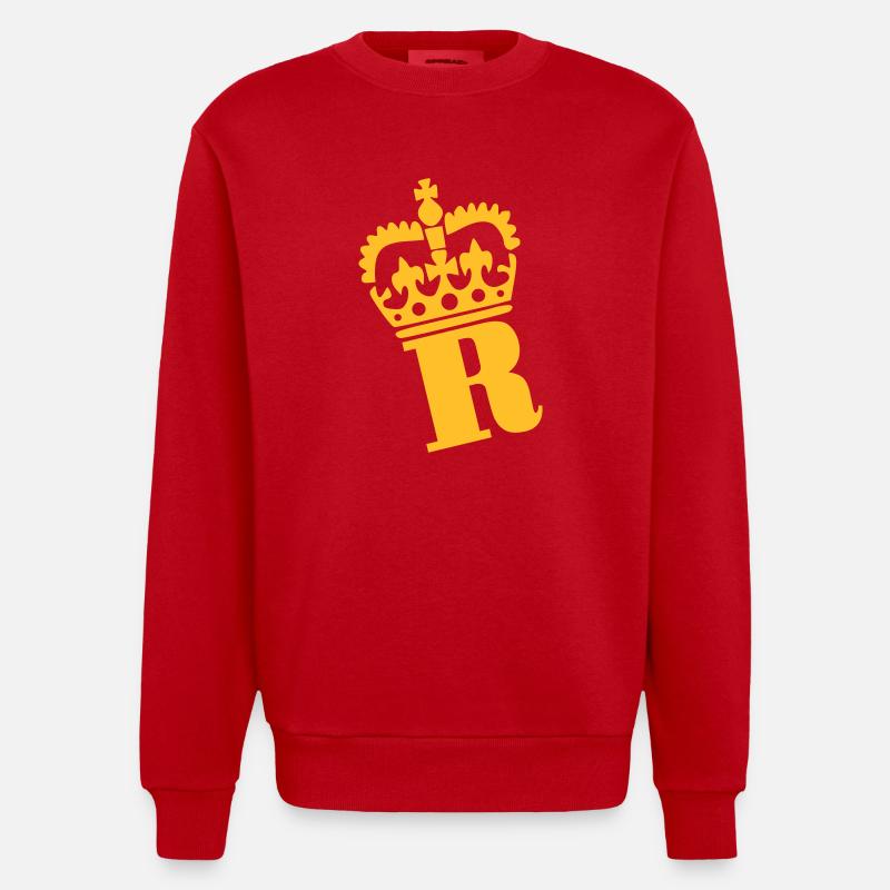 R – Name - Buchstabe - Heavyweight Oversized Organic Crew Neck Made in EU - Rot