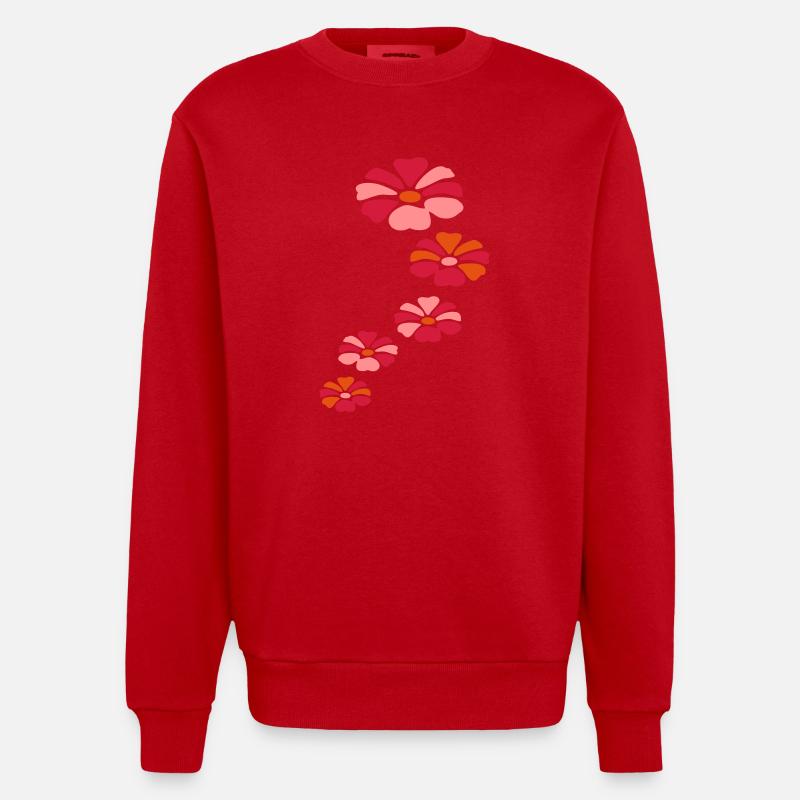 cinq fleurs - Sweat bio épais oversize fabriqué en UE - rouge