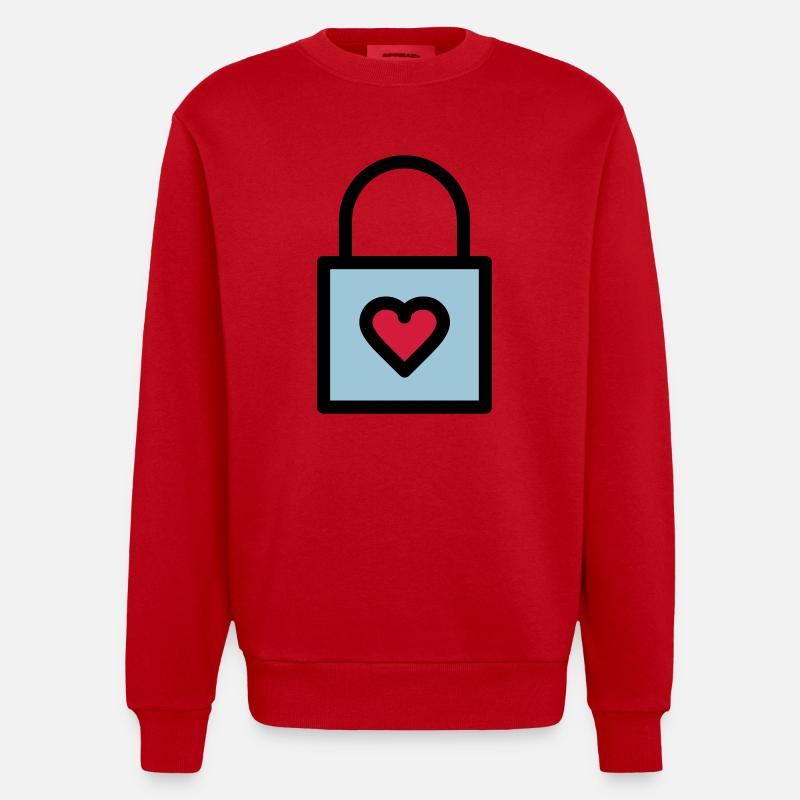 Cadenas, serrure d'amour - Sweat bio épais oversize fabriqué en UE - rouge