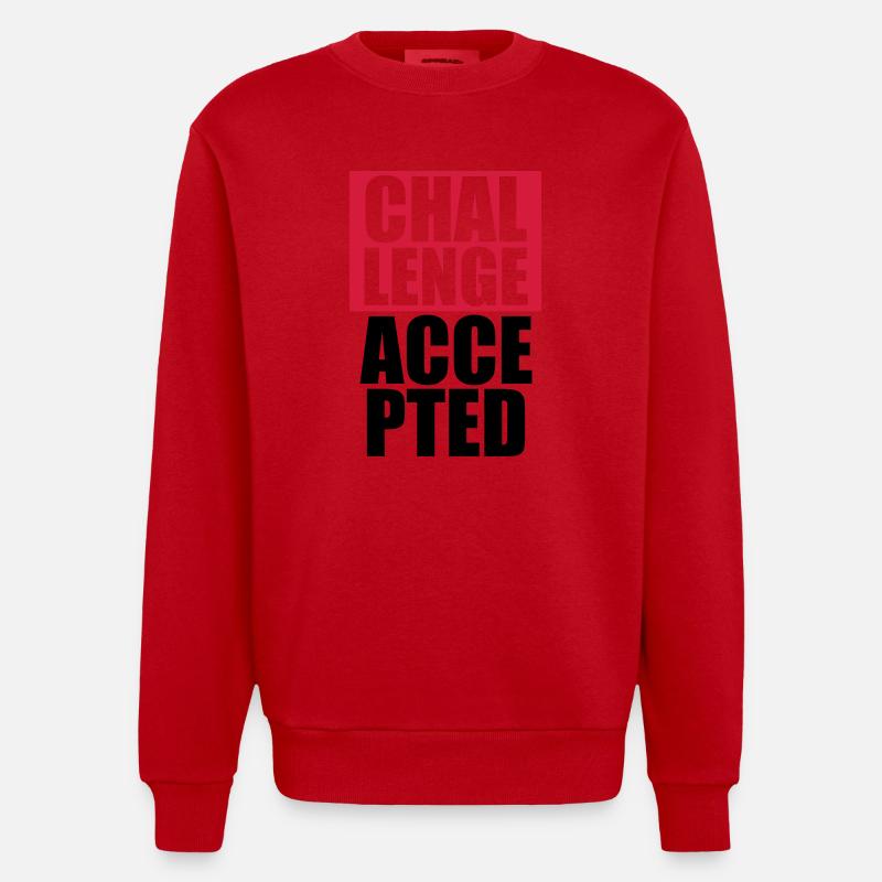 Cool Challenge Accepted Text Design - Heavyweight Oversized Organic Crew Neck Made in EU - red