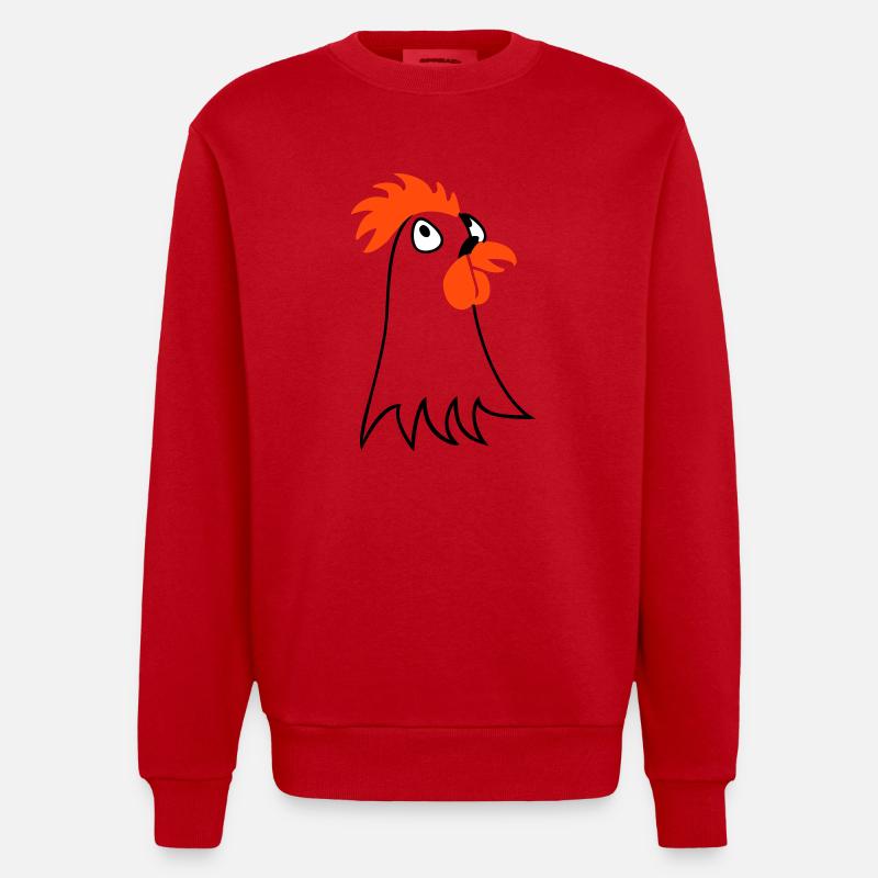 Henne / hen (Kopf, 3c) - Heavyweight Oversized Organic Crew Neck Made in EU - Rot