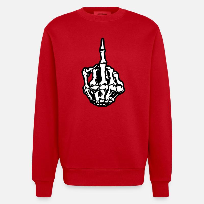 middlefinger_skull_02 - Heavyweight Oversized Organic Crew Neck Made in EU - Rot