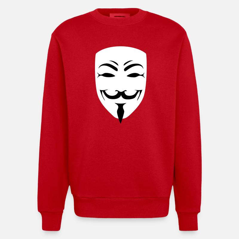 anonymous happy mask internet hack - Heavyweight Oversized Organic Crew Neck Made in EU - red
